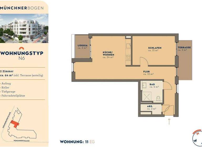 Wohnung zum Kauf 259.000 € 2 Zimmer 64 m² Regensburger Straße Bremen / Findorff 28215