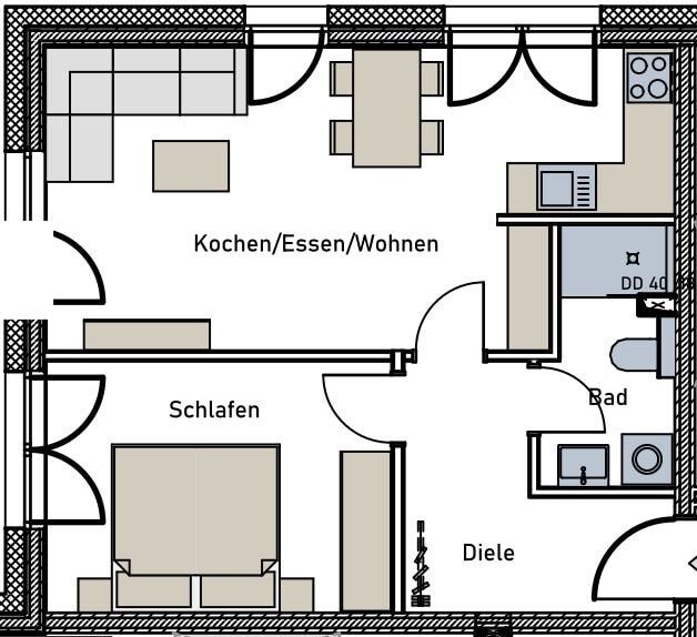 Wohnung zum Kauf provisionsfrei 238.100 € 2 Zimmer 49,8 m²<br/>Wohnfläche Trier-West 1 Trier 54294