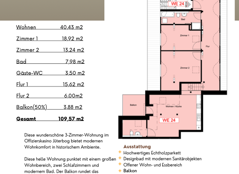 Wohnung zur Miete 1.479 € 3 Zimmer 109,6 m² frei ab sofort Fuchsberge 8 Jüterbog 14913