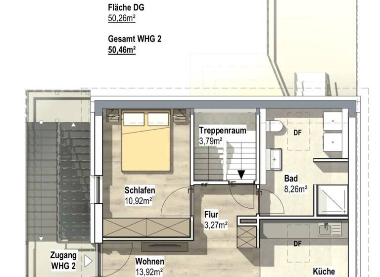 Wohnung zur Miete 925 € 2 Zimmer 50 m² Geschoss 2/2 frei ab sofort Sindlingen Frankfurt am Main 65931