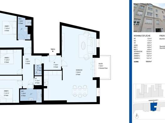 Wohnung zur Miete 2.523 € 4 Zimmer 126,2 m² 2. Geschoss frei ab 15.10.2026 Döbling 1190