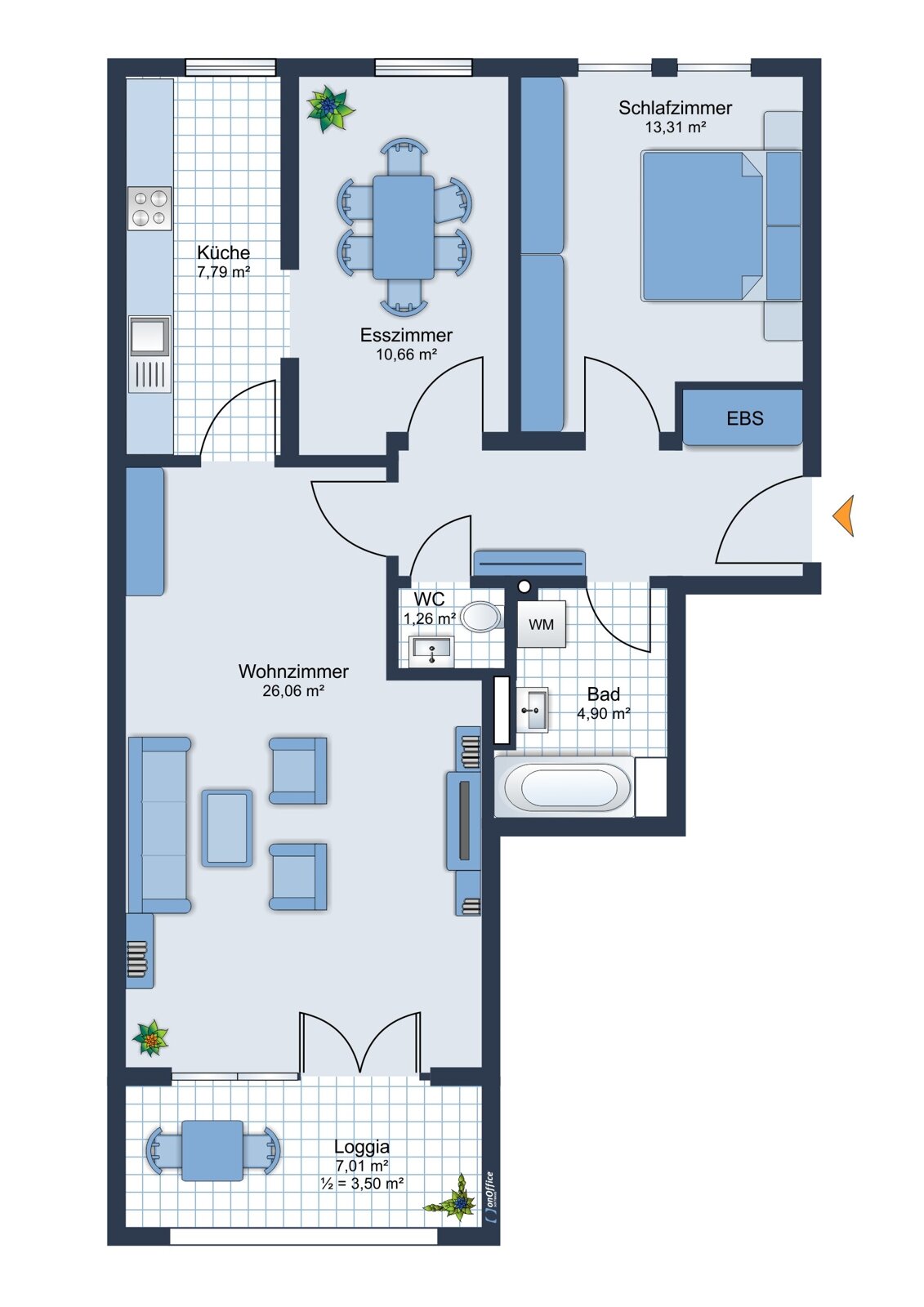 Wohnung zur Miete 900 € 2,5 Zimmer 74,9 m²<br/>Wohnfläche 1.<br/>Geschoss Friedberg Friedberg 86316