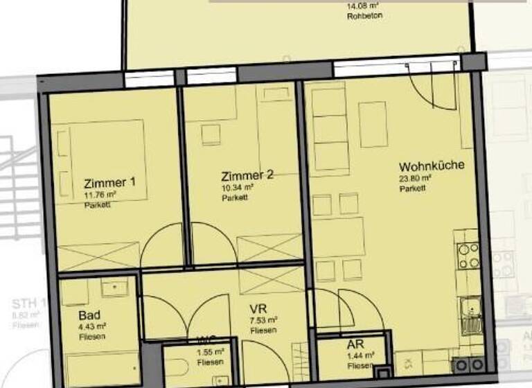 Wohnung zur Miete 720 € 3 Zimmer 61 m² 3. Geschoss frei ab 01.05.2026 Wiener Neustadt 2700