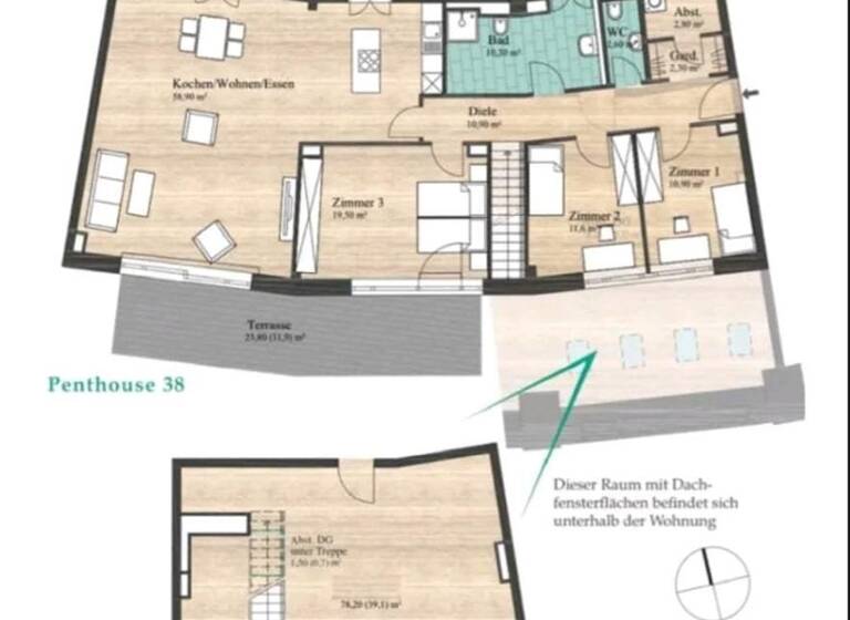 Penthouse zur Miete 2.728 € 5 Zimmer 206 m² Geschoss 3/3 frei ab 01.05.2026 Breslauer Straße Buchholz Buchholz in der Nordheide 21244