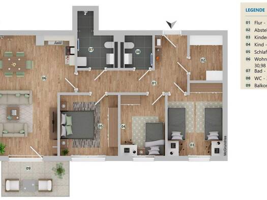 Wohnung zur Miete 566 € 4 Zimmer 94,3 m² 2. Geschoss Zur Steilküste 6 Andershof Stralsund 18439