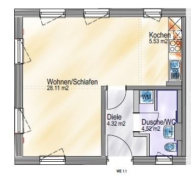 Studio zur Miete 484 € 2 Zimmer 42,7 m²<br/>Wohnfläche Burtschützer Straße 10 Tröglitz Elsteraue 06729