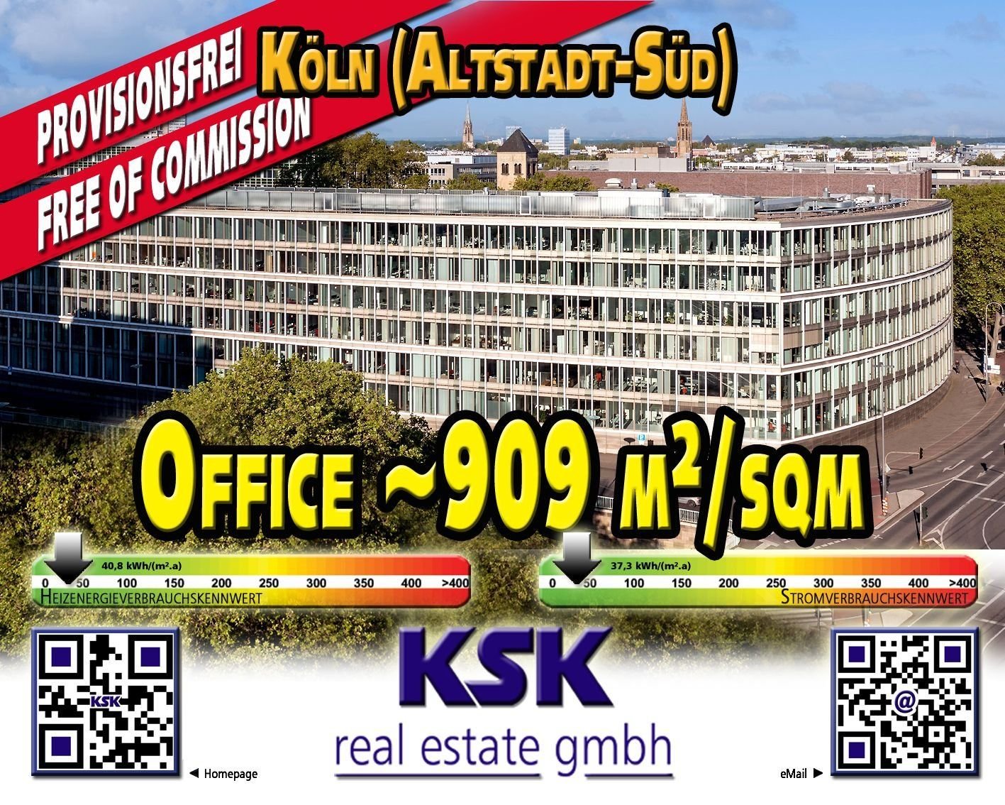 Bürogebäude zur Miete provisionsfrei 24 € 909 m²<br/>Bürofläche von 446 m² bis 1.529 m²<br/>Teilbarkeit Altstadt - Süd Köln 50676