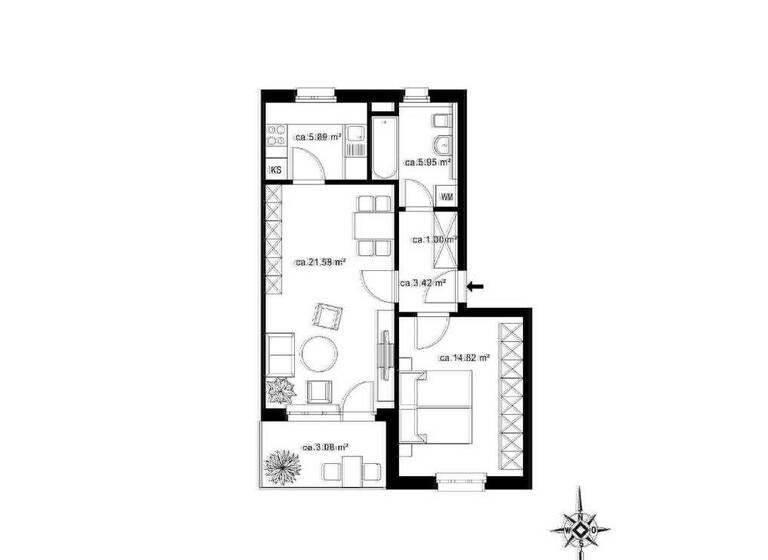 Wohnung zum Kauf 350.000 € 2 Zimmer 55,7 m² 1. Geschoss Baldham Vaterstetten 85598