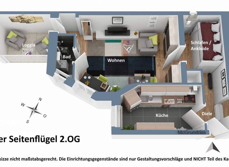 Studio zum Kauf 197.500 € 1 Zimmer 44,3 m² 2. Geschoss Gesundbrunnen Berlin 13357