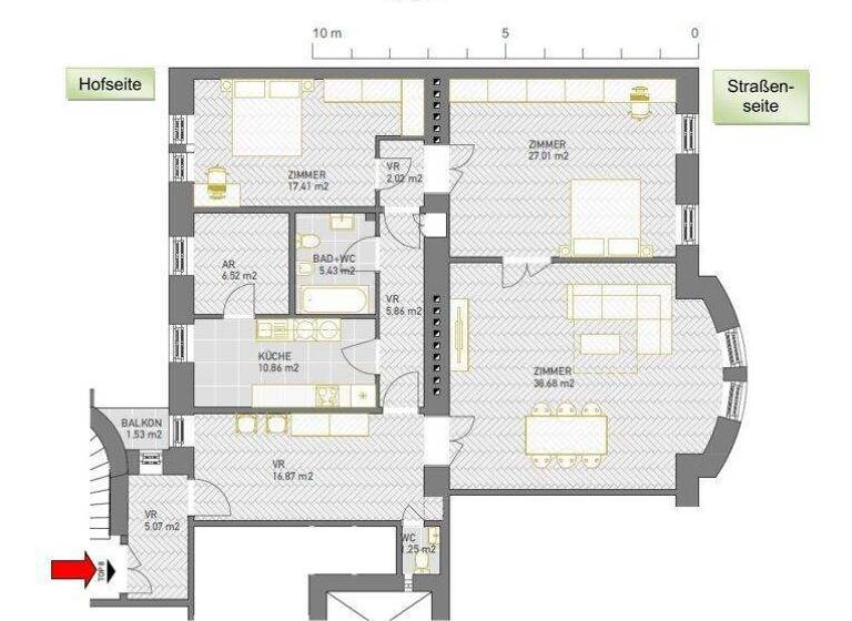 Wohnung zur Miete 2.240 € 3 Zimmer 137 m² 2. Geschoss Wien 1010