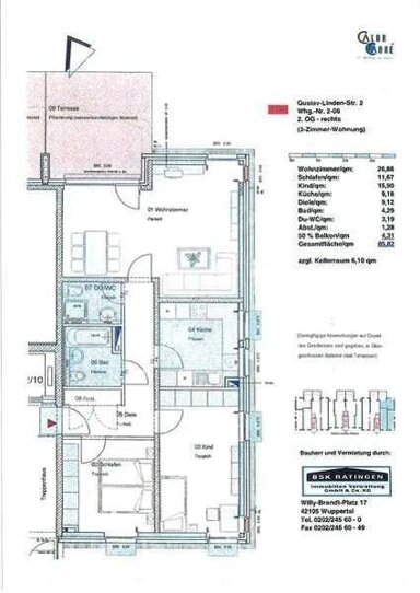 Wohnung zum Kauf provisionsfrei 140.000 € 3 Zimmer 85 m² frei ab sofort Gustav-Linden-Str. Zentrum Ratingen 40878