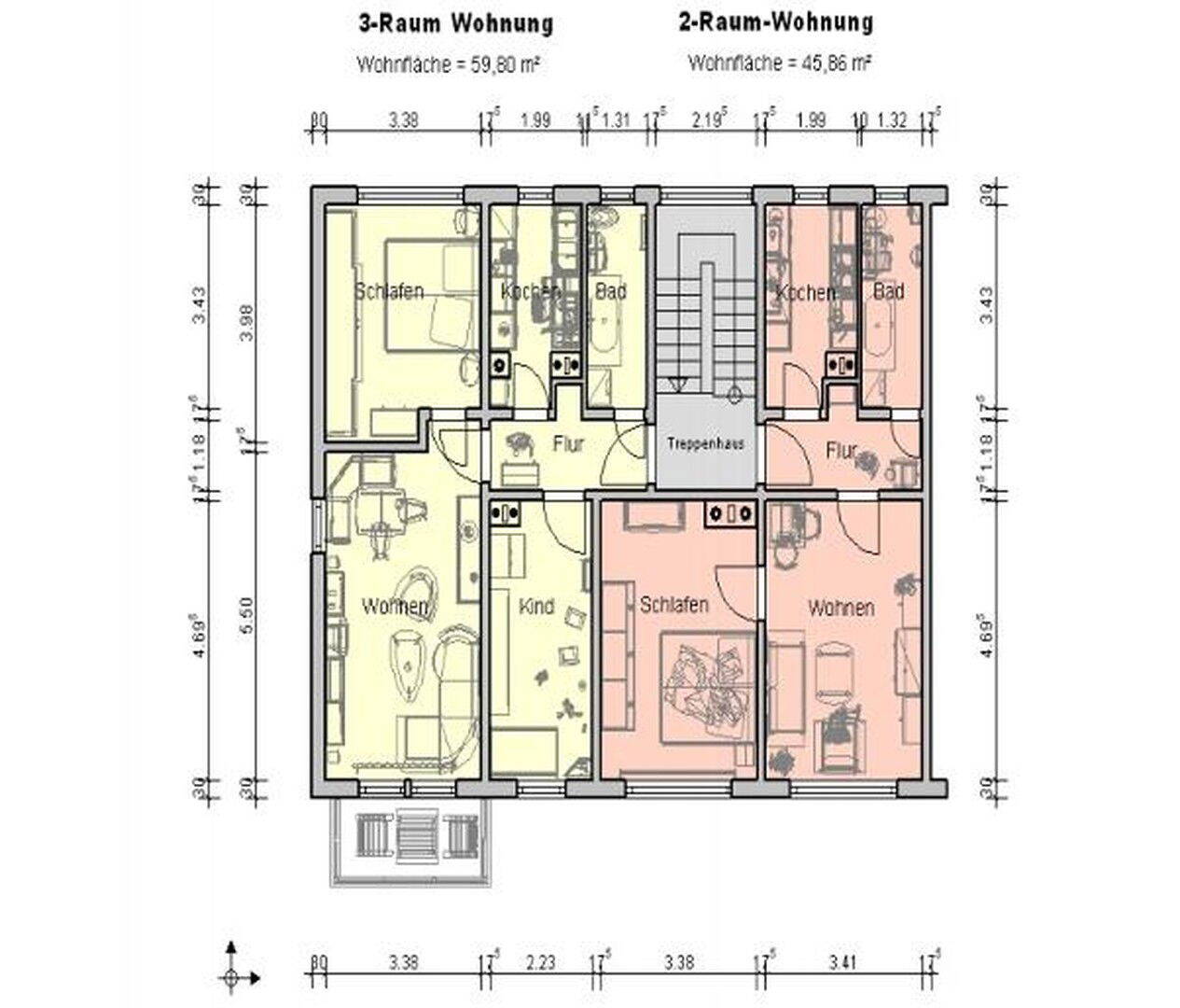 Wohnung zur Miete 225 € 2 Zimmer 45,9 m²<br/>Wohnfläche 2.<br/>Geschoss Strasse des Aufbaus 15 Großbodungen Bischofferode 37345