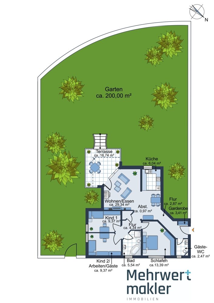 Terrassenwohnung zum Kauf provisionsfrei 319.900 € 4 Zimmer 95,5 m²<br/>Wohnfläche 1.<br/>Geschoss Harkenblecker Straße 1 Rethen Laatzen 30880