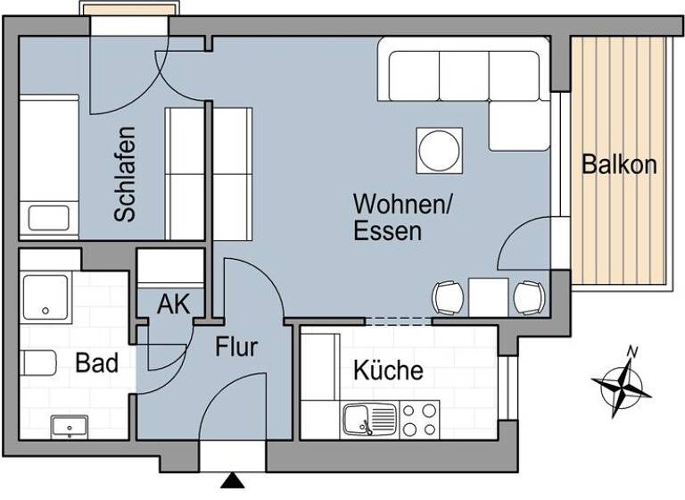 Wohnung zur Miete 600 € 1,5 Zimmer 46,3 m² 4. Geschoss frei ab 02.05.2026 Am Roten Graben 11 Fechenheim Frankfurt am Main 60386