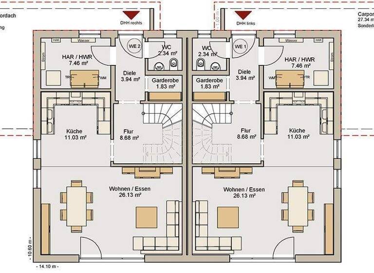 Doppelhaushälfte zum Kauf - Erstbezug provisionsfrei 418.500 € 3 Zimmer 115 m² 368 m² Grundstück frei ab sofort Büchenau Bruchsal 76646