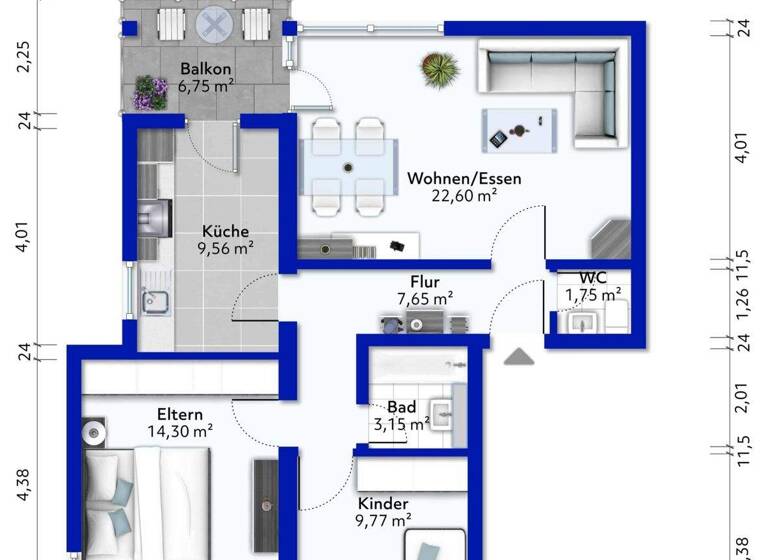 Wohnung zum Kauf 238.000 € 3 Zimmer 70 m² 2. Geschoss Neckarrems Remseck 71686