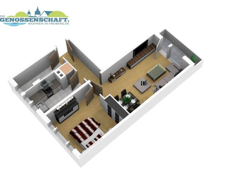 Wohnung zur Miete 359 € 2 Zimmer 47,8 m² 1. Geschoss Glück-Auf-Straße 5 Freiberg 09599