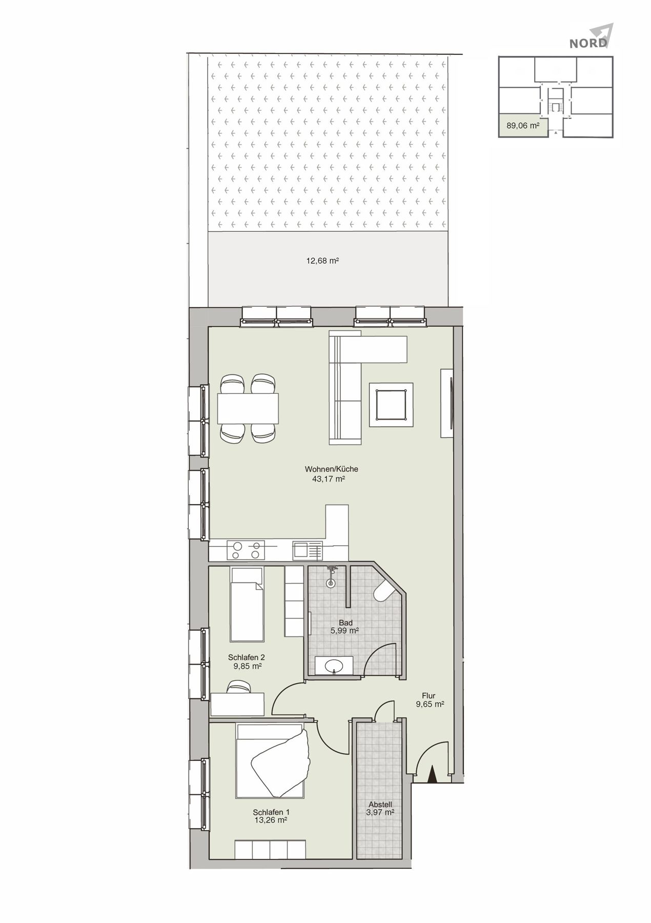 Wohnung zum Kauf 309.900 € 2 Zimmer 74 m²<br/>Wohnfläche ab sofort<br/>Verfügbarkeit Seckenhausen Stuhr / Seckenhausen 28816