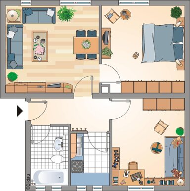 Wohnung zur Miete nur mit Wohnberechtigungsschein 235 € 3 Zimmer 55,7 m² 1. Geschoss August-Kaiser-Straße 42 Grullbad Recklinghausen 45661