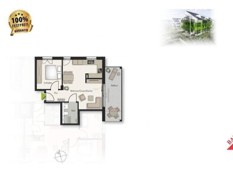 Wohnung zum Kauf provisionsfrei 389.000 € 2 Zimmer 57 m² Dagersheim Böblingen 71034