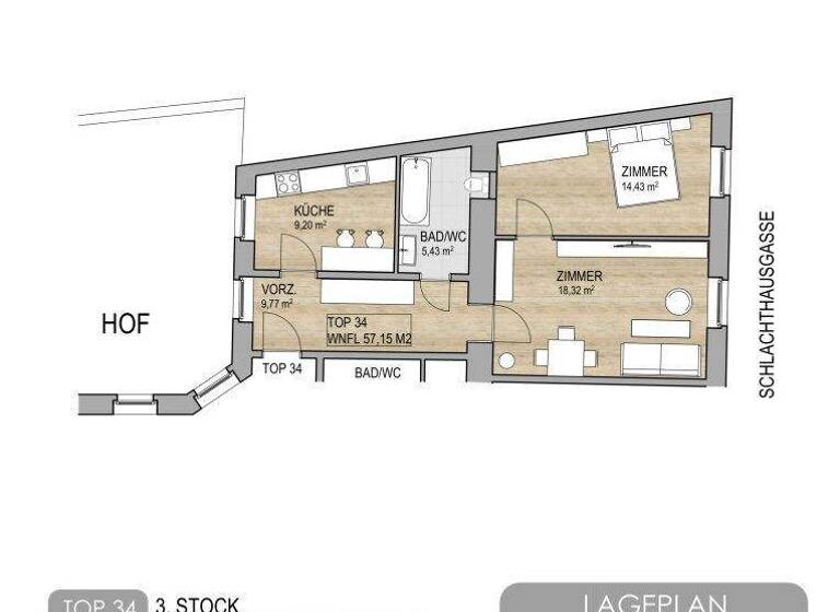 Wohnung zum Kauf 270.000 € 2,5 Zimmer 57,2 m² 4. Geschoss Markhofgasse Wien 1030