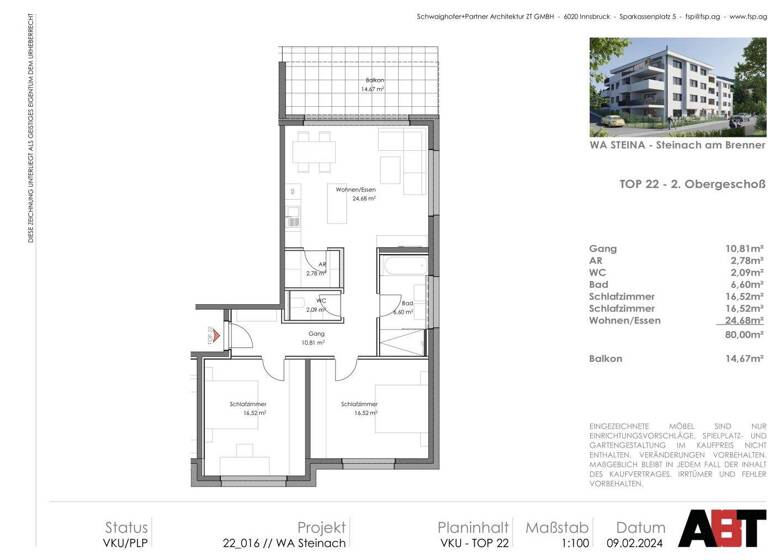 Wohnung zum Kauf - Erstbezug 411.840 € 3 Zimmer 80 m² 2. Geschoss Steinach am Brenner 6150
