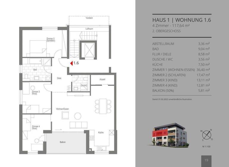 Wohnung zur Miete 1.410 € 4 Zimmer 117,6 m² 2. Geschoss Rotbuchenstraße 4-6 Wimberg Calw 75365