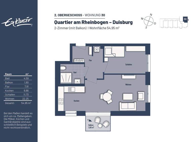 Wohnung zum Kauf - Erstbezug provisionsfrei 240.000 € 2 Zimmer 55 m² 2. Geschoss Buchholz Duisburg 47249