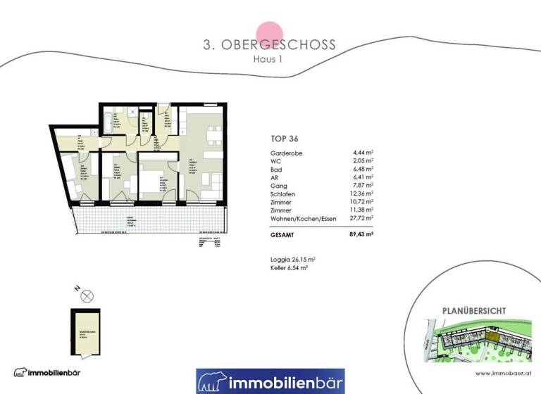Wohnung zum Kauf - Erstbezug 497.500 € 4 Zimmer 89,4 m² 3. Geschoss Kienzlstraße 5 Bad Schallerbach 4701