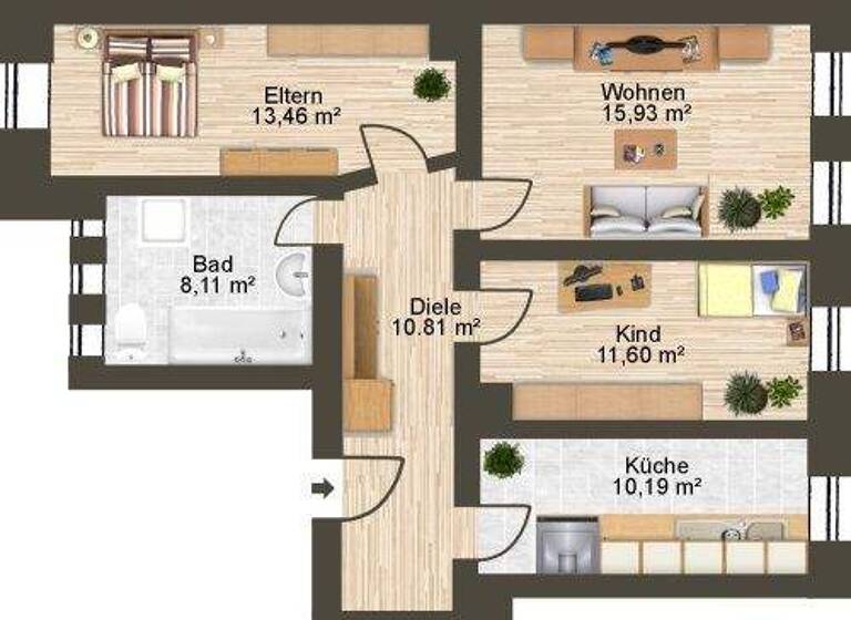 Wohnung zur Miete 705 € 3 Zimmer 70,3 m² 2. Geschoss Elli-Voigt-Straße 8 Möckern Leipzig 04159