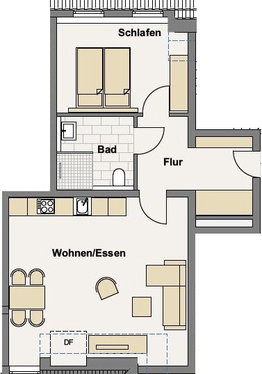 Wohnung zur Miete 690 € 2 Zimmer 55,1 m²<br/>Wohnfläche 01.04.2025<br/>Verfügbarkeit Vilsendorf Bielefeld 33609