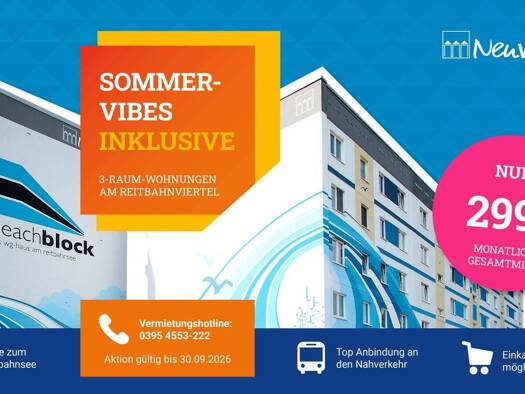 Wohnung zur Miete 95 € 3 Zimmer 60 m² 6. Geschoss Reitbahnweg 37 Reitbahnviertel Neubrandenburg 17034
