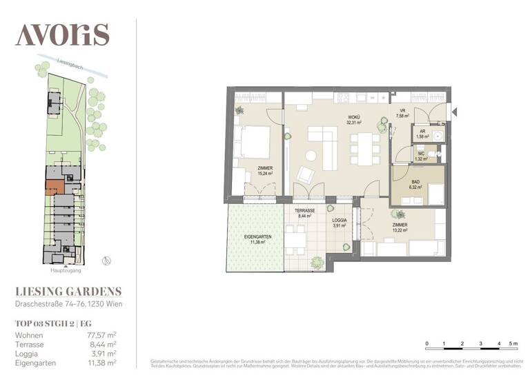 Wohnung zum Kauf - Erstbezug provisionsfrei 539.000 € 3 Zimmer 77,6 m² EG Wien 1230