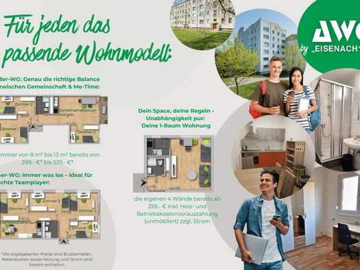 Wohnung zur Miete 299 € 1 Zimmer 12 m² frei ab sofort Am Schleierborn 29 Eisenach Eisenach 99817