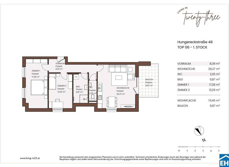 Wohnung zum Kauf - Erstbezug 439.000 € 3 Zimmer 74,5 m² 1. Geschoss Hungereckstraße Wien 1230