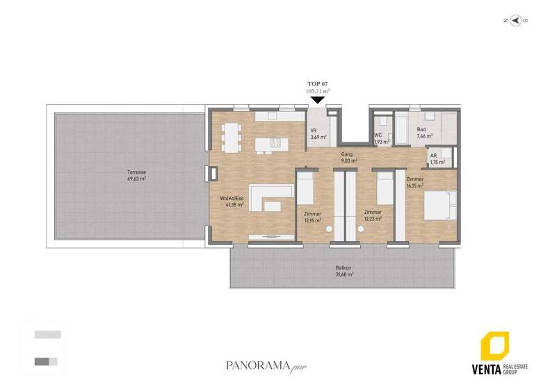 Penthouse zum Kauf 775.005 € 4 Zimmer 105,7 m² 2. Geschoss Waltendorfer Hauptstraße 54a Waltendorf Graz 8010