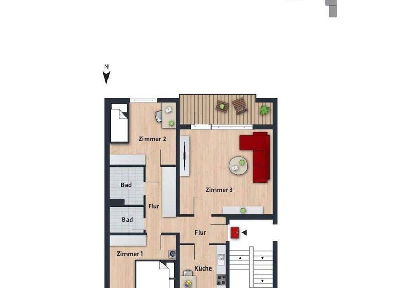 Wohnung zur Miete 535 € 3 Zimmer 71,3 m² 2. Geschoss frei ab 15.05.2026 Eisenacher Str. 19 Westhagen Wolfsburg 38444