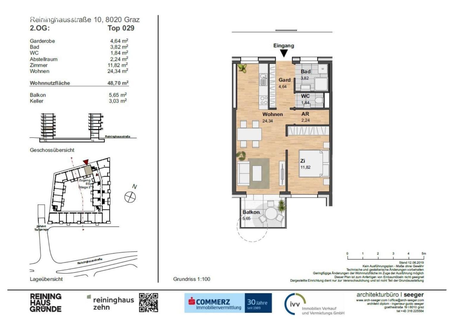 Wohnung zur Miete 523 € 2 Zimmer 48,7 m²<br/>Wohnfläche 2.<br/>Geschoss 01.12.2024<br/>Verfügbarkeit Eggenberg Graz,14.Bez.:Eggenberg 8020