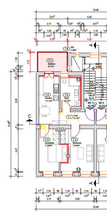 Wohnung zur Miete 455 € 2 Zimmer 51 m²<br/>Wohnfläche 3.<br/>Geschoss ab sofort<br/>Verfügbarkeit Wielandstraße 29 Weißenfels Weißenfels 06667