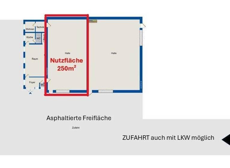 Lagerhalle zur Miete 1.900 € 250 m² Lagerfläche Sooß 2504