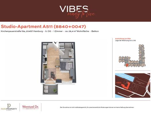 Wohnung zur Miete 1.154 € 1 Zimmer 28,4 m² 4. Geschoss frei ab 01.11.2026 Kirchenpauerstraße Kleiner Grasbrook Mitte 20457