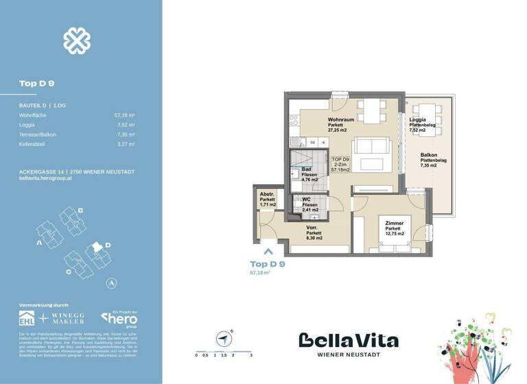 Wohnung zum Kauf provisionsfrei 234.813 € 2 Zimmer 57,2 m² 1. Geschoss Ackergasse 14 Wiener Neustadt 2700