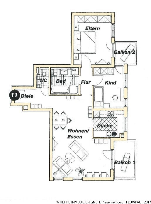 Wohnung zum Kauf 205.000 € 3 Zimmer 82,5 m²<br/>Wohnfläche 2.<br/>Geschoss Naußlitz-West Dresden 01159