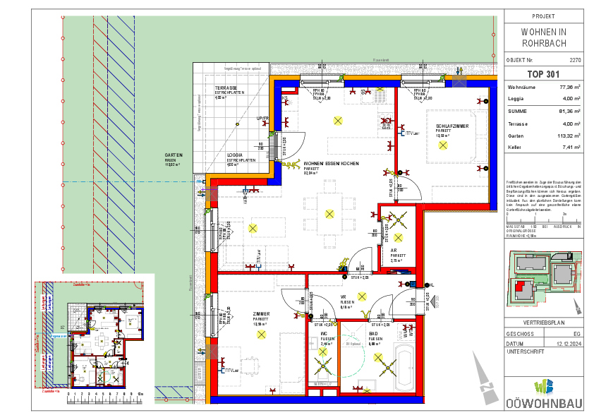 Wohnung zur Miete 892 € 3 Zimmer 77,4 m²<br/>Wohnfläche EG<br/>Geschoss Fadingerstraße Rohrbach-Berg 4150