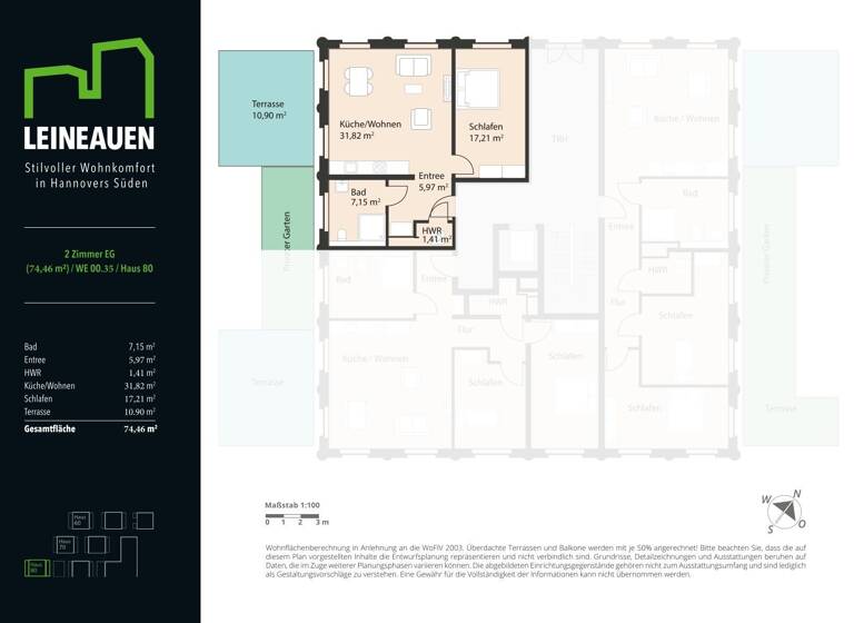Terrassenwohnung zum Kauf provisionsfrei 416.976 € 2 Zimmer 74,5 m²<br/>Wohnfläche EG<br/>Geschoss Hildesheimer Straße 448 Wülfel Hannover 30519