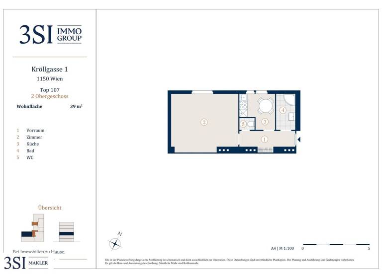 Studio zum Kauf 159.000 € 1 Zimmer 39 m² 2. Geschoss Kröllgasse 1 Wien 1150