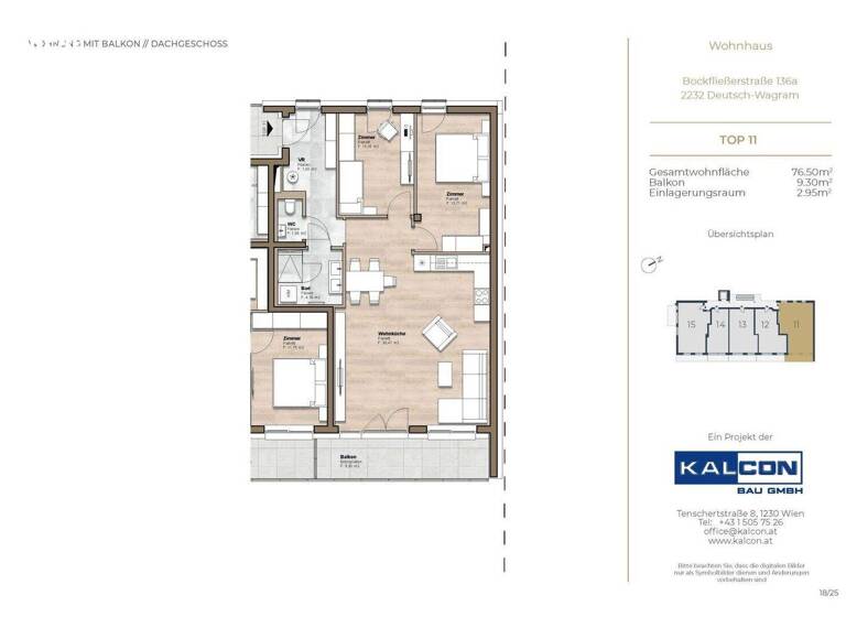 Wohnung zum Kauf - Erstbezug 399.000 € 3 Zimmer 76,5 m² 2. Geschoss Bockfließerstraße 136A Deutsch-Wagram 2232
