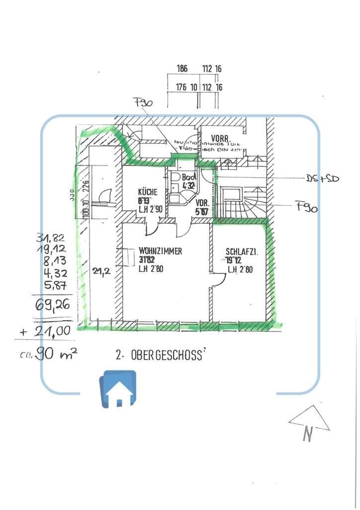 Wohnung zur Miete 790 € 2 Zimmer 90 m²<br/>Wohnfläche 2.<br/>Geschoss Rindermarkt Altstadt Passau 94032