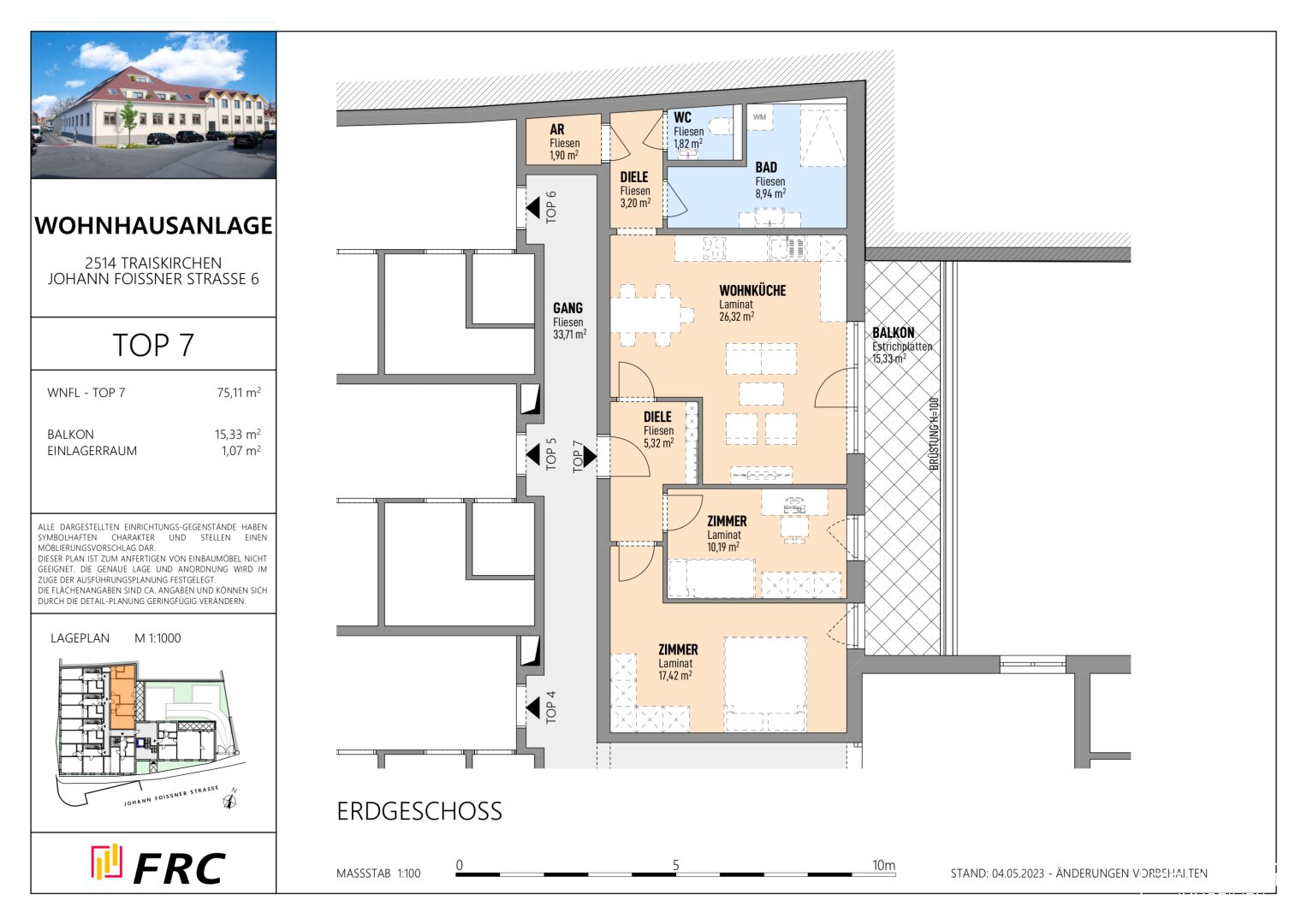 Wohnung zum Kauf provisionsfrei 409.000 € 3 Zimmer 75,1 m²<br/>Wohnfläche EG<br/>Geschoss Johann Foissner-Straße 6 Traiskirchen 2514