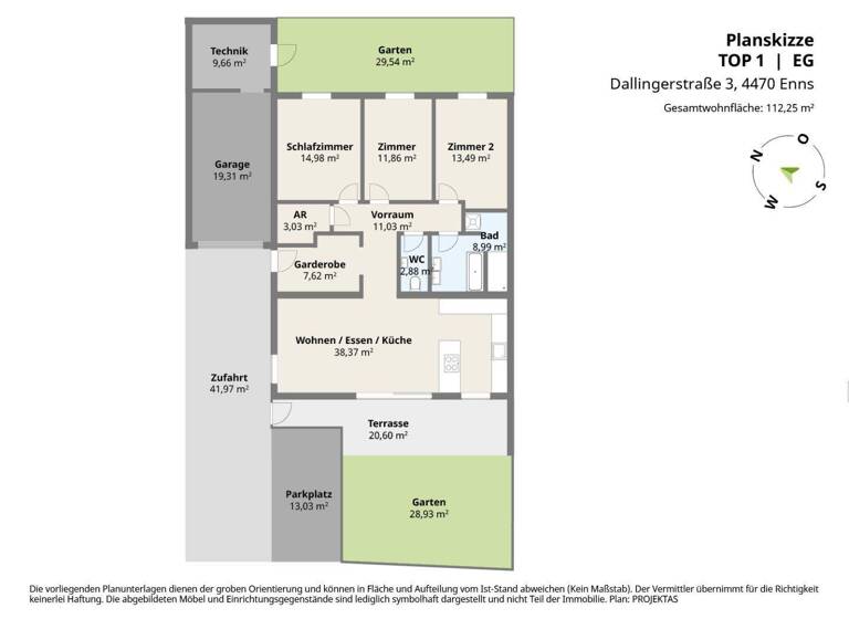 Bungalow zum Kauf - Erstbezug 579.000 € 4 Zimmer 112,3 m² 322 m² Grundstück Dallingerstraße 3 Enns 4470